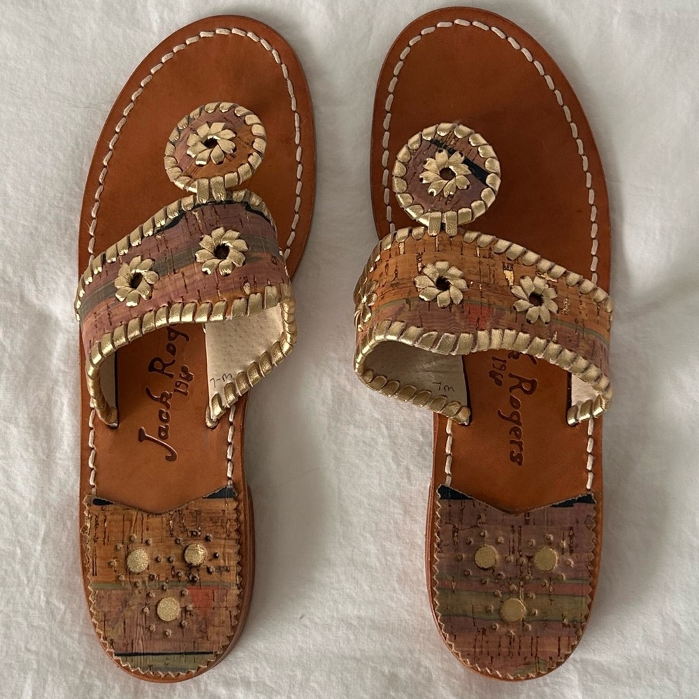 Jack Rogers Dark Cork Sandals Size 7